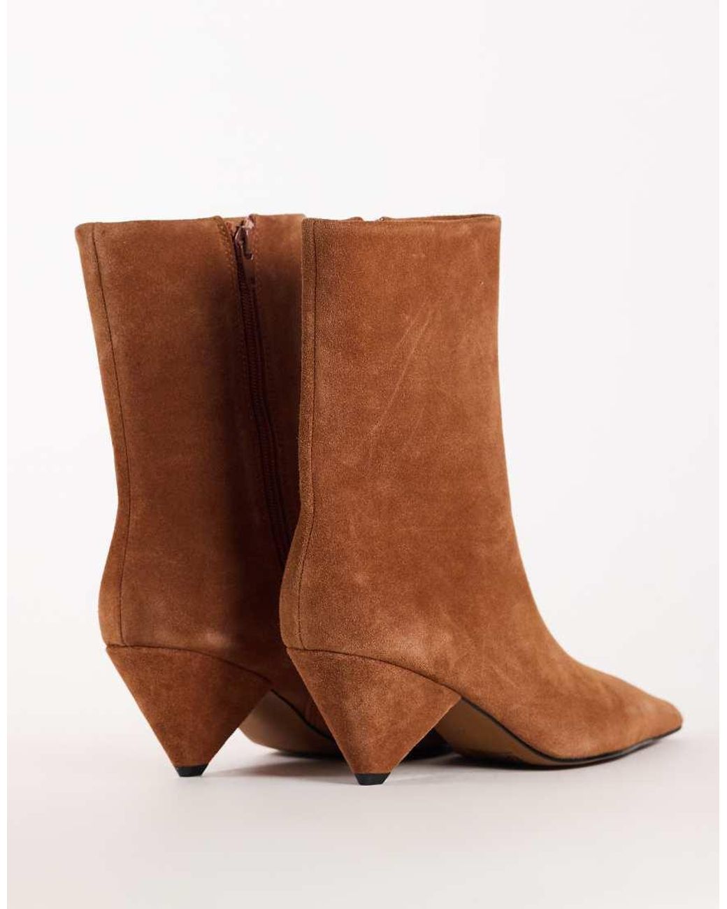 TOPSHOP Brown Kiki Cone Heel Ankle Boots