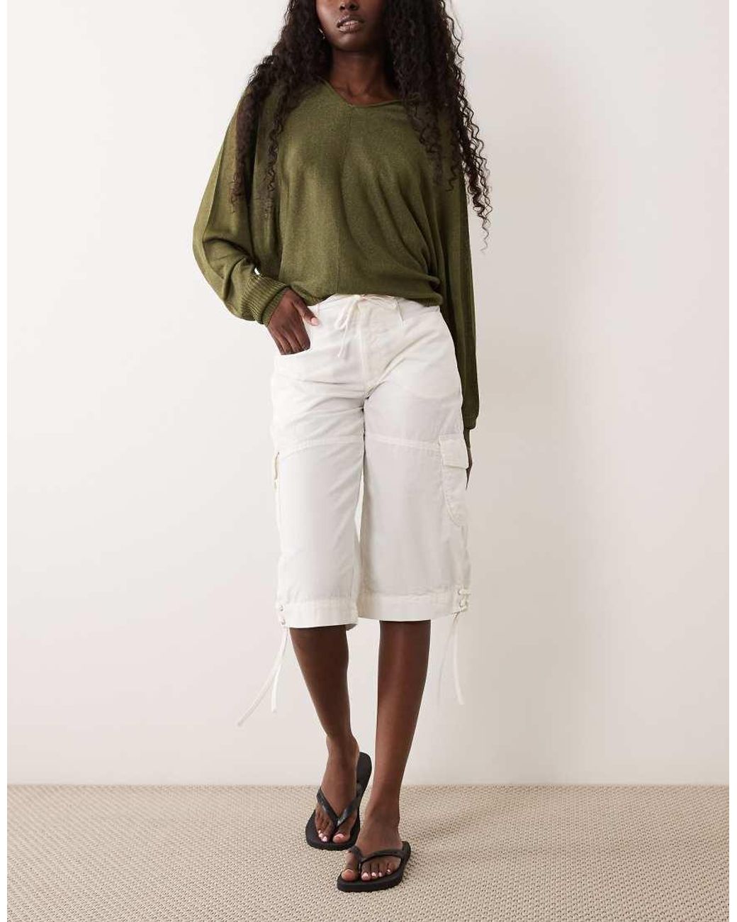 Miss Selfridge Natural Cargo Capris