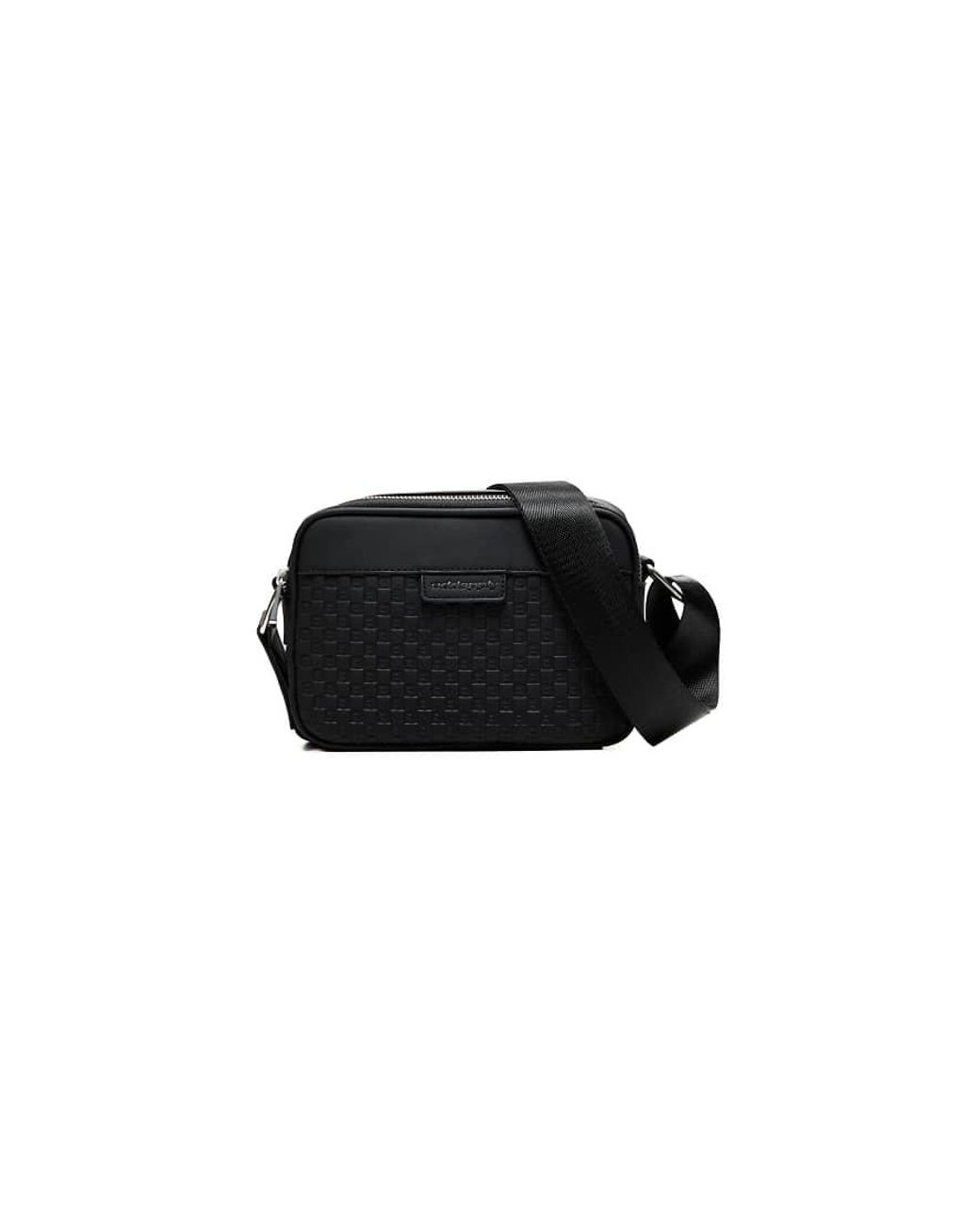 Bershka Black Monogram Crossbody Bag for men