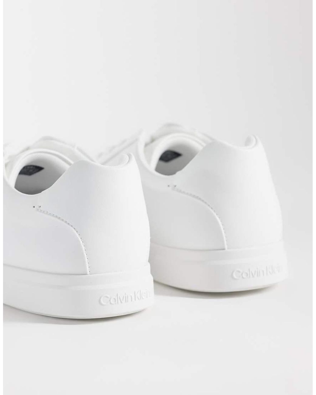 Calvin Klein White Leather Low Profile Cupsole Sneakers for men
