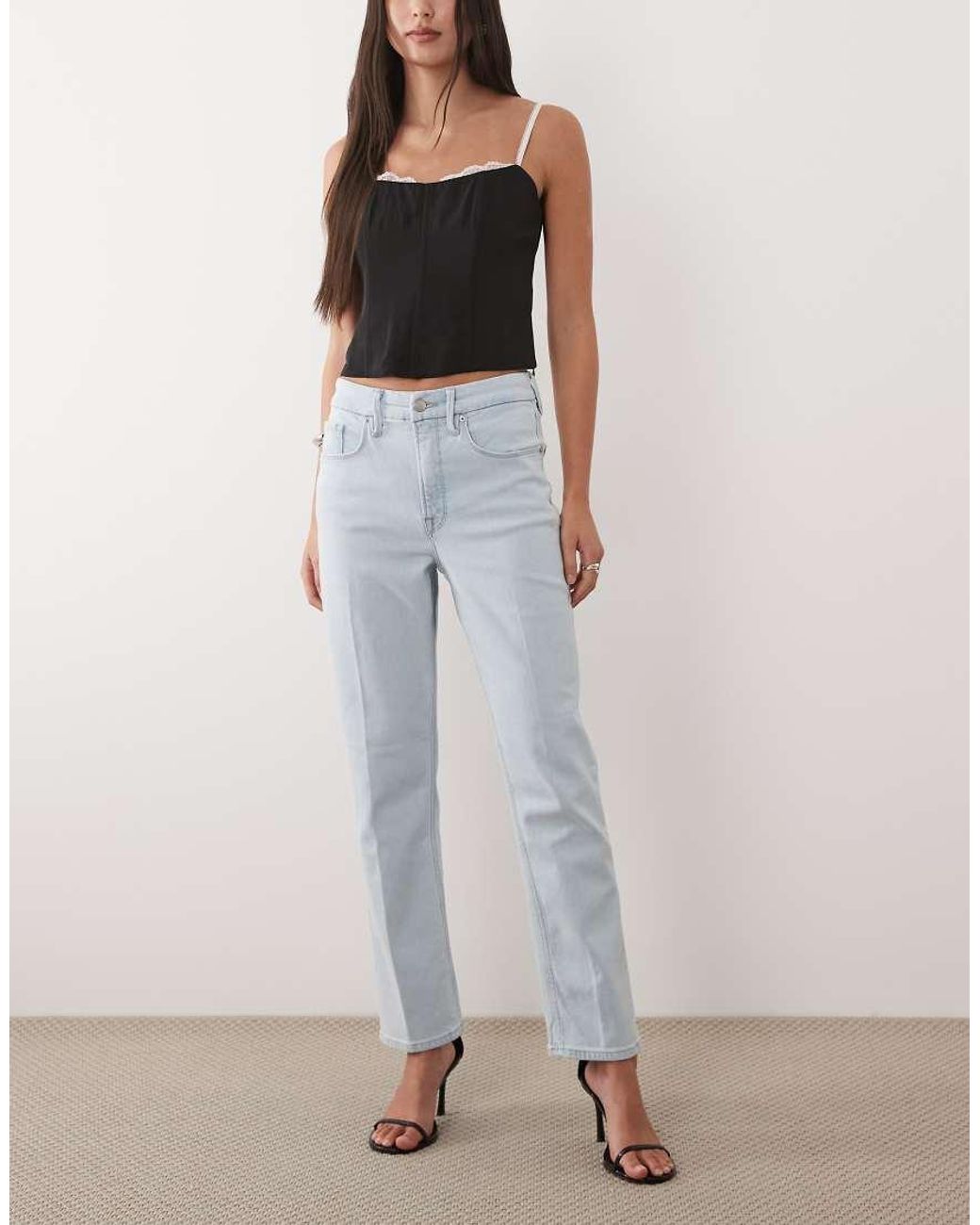 GOOD AMERICAN Blue Good Icon High Waisted Straight Leg Jeans