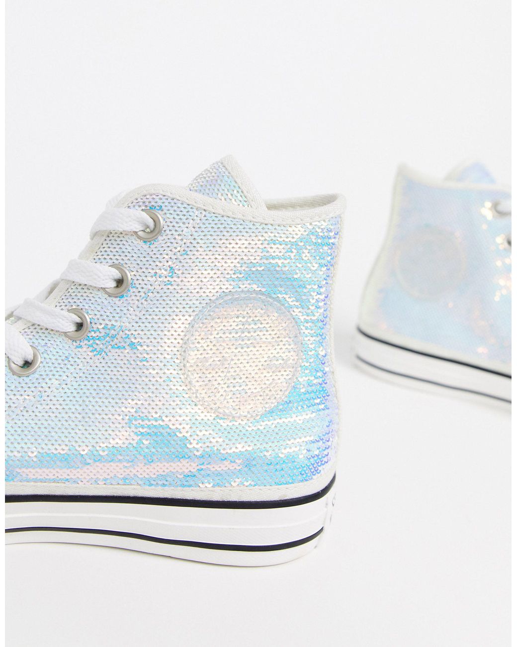 Silver sequin converse trainers sale