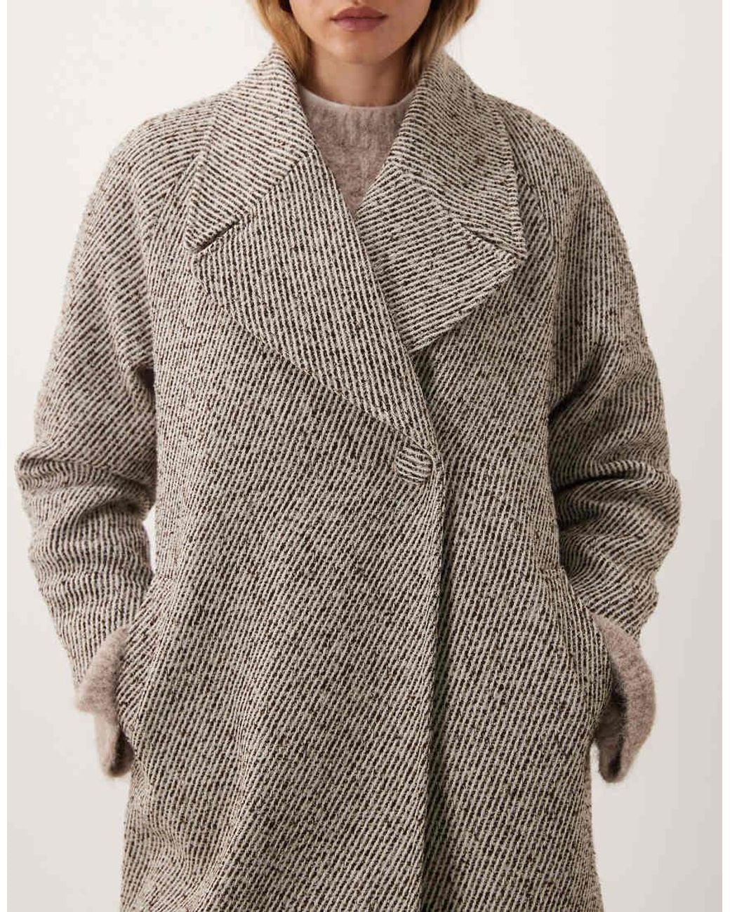 Vila Natural Oversized Lapel Formal Midi Coat
