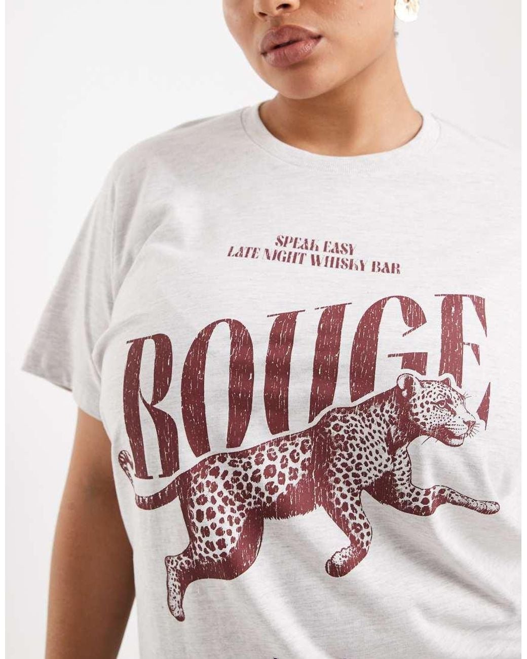 ASOS White Asos Design Curve Regular T-shirt With Leopard Graphic