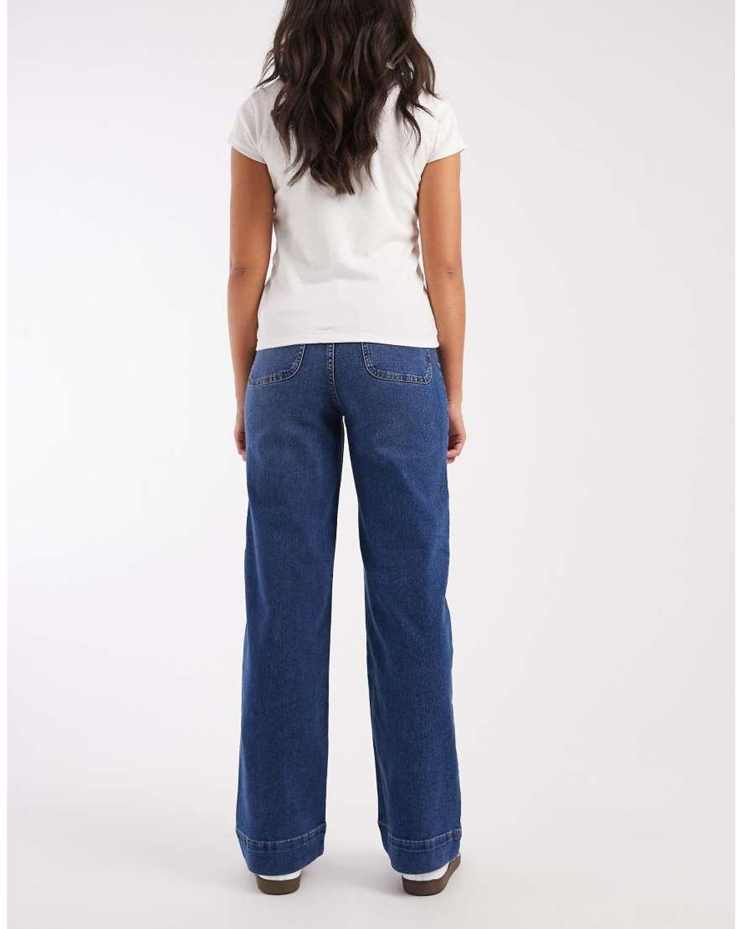 Vero Moda Blue Kayla High Waisted Wide Leg Jeans With Wide Hems