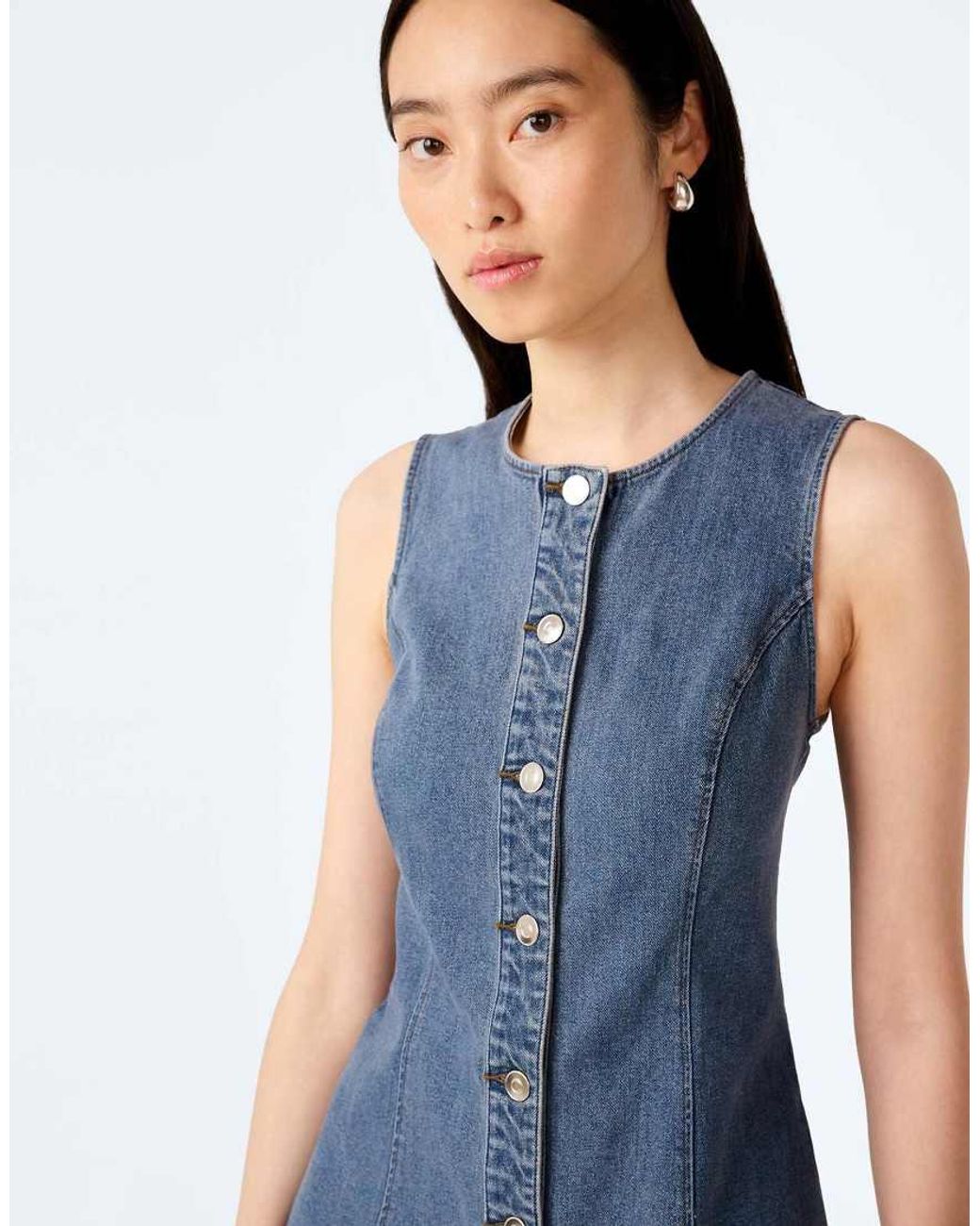 OMNES Blue Dresses Carter Sleeveless Denim Midi Dress
