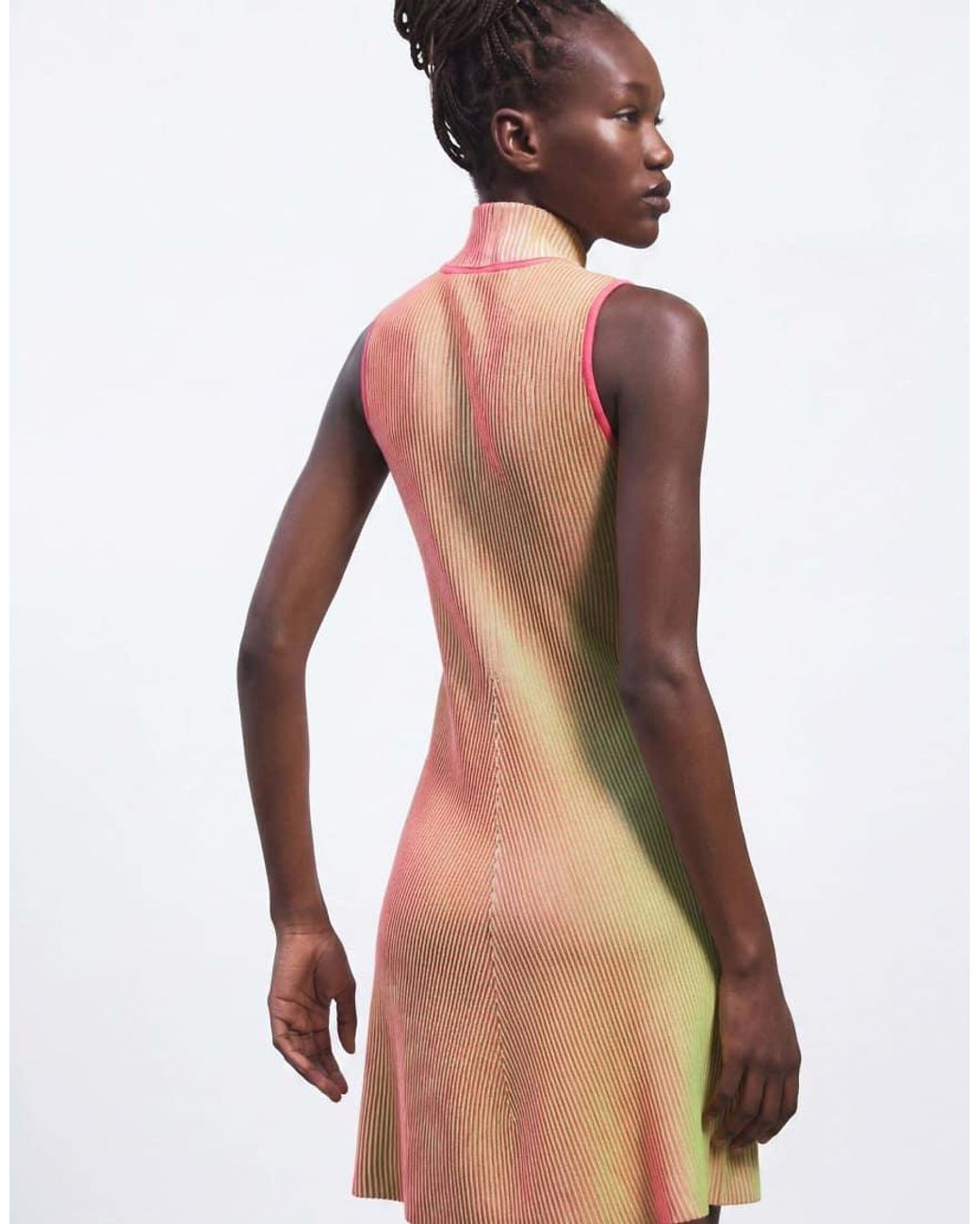 Desigual Natural Iridescent Knit Zip Dress
