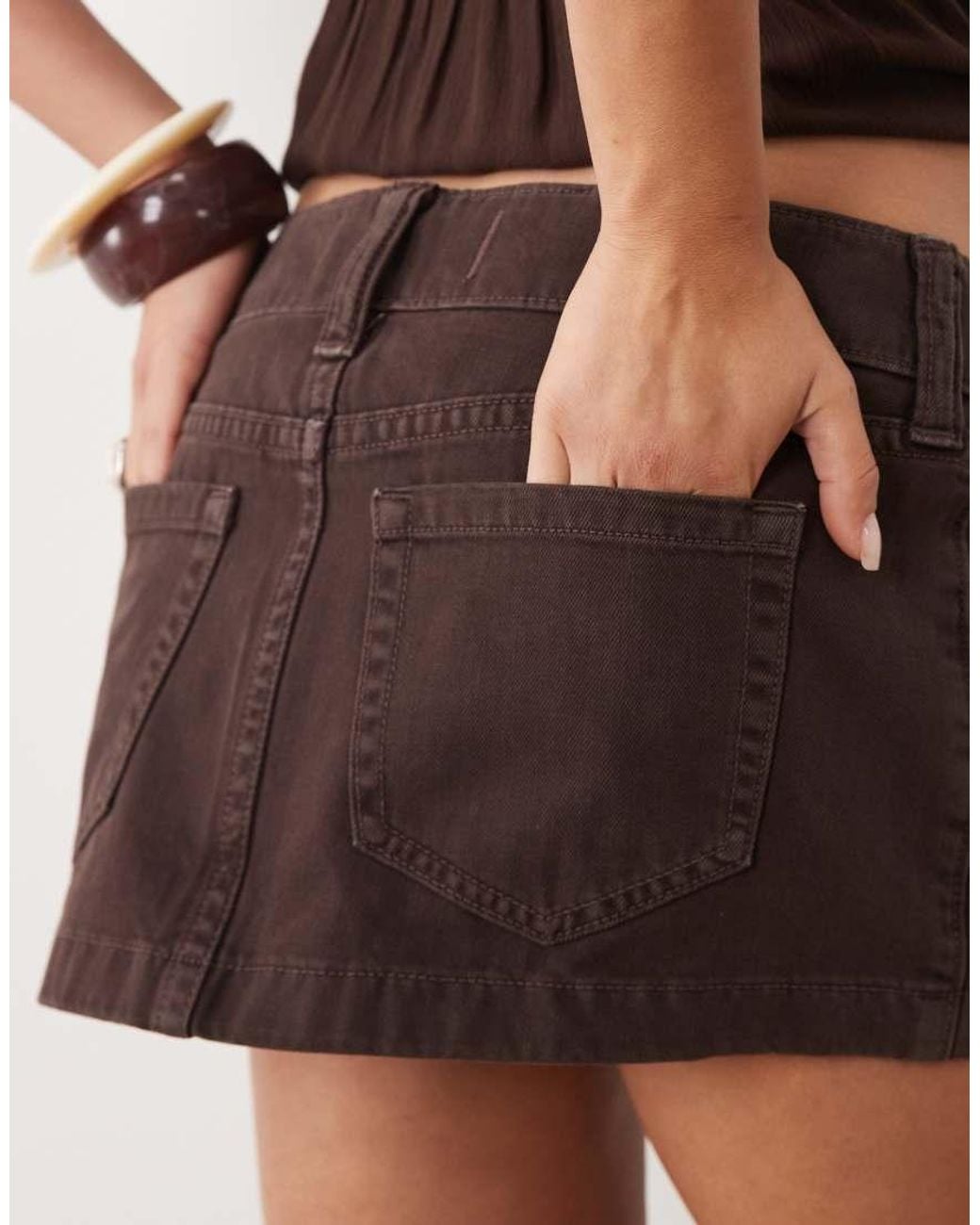 Hollister White Low Rise Denim Micro Skirt