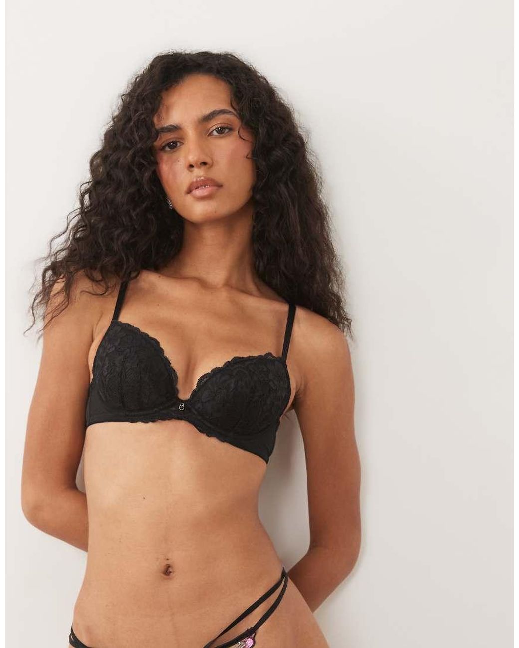 Ann Summers Black A-G Sexy Lace Padded Plunge Bra