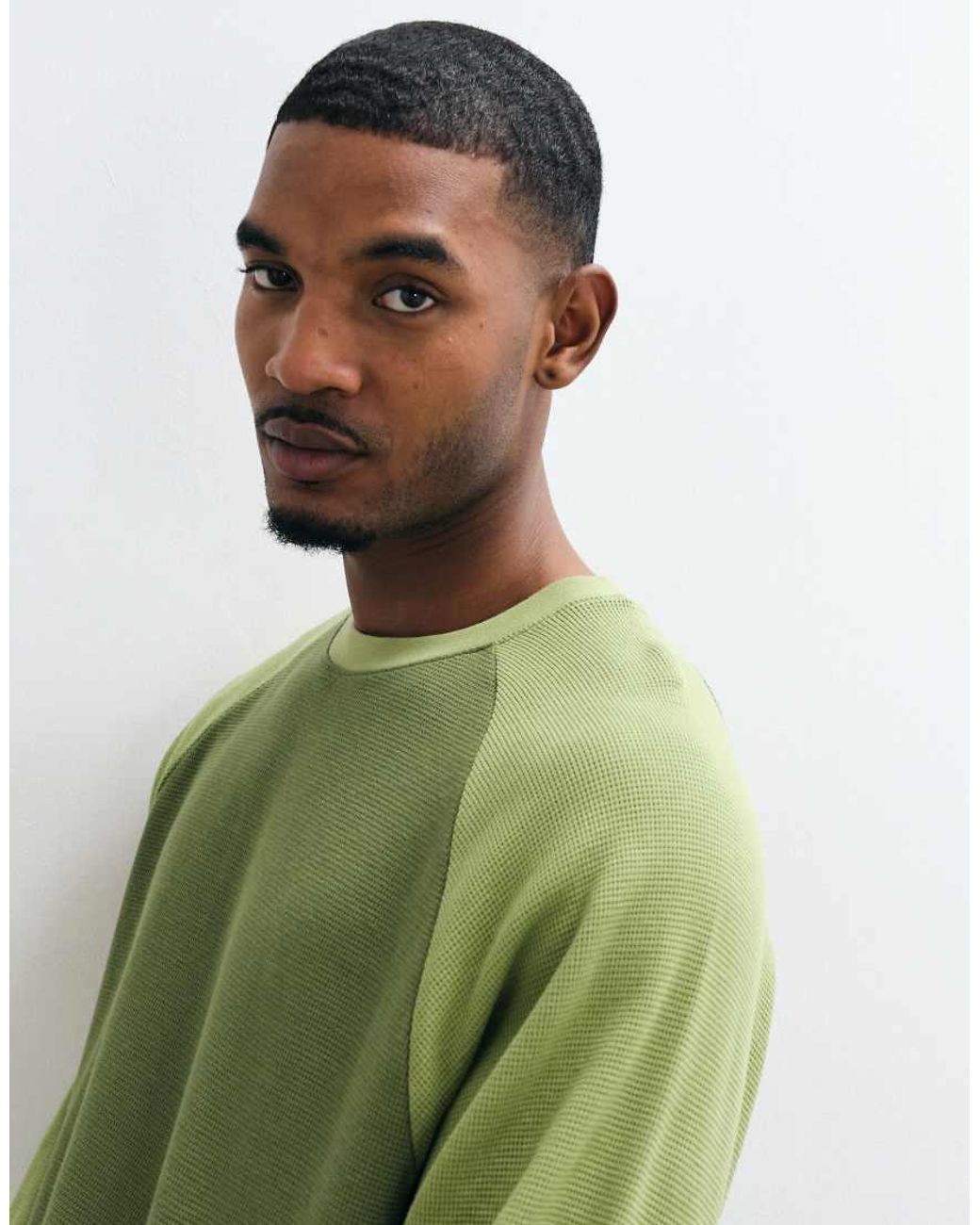 ASOS Green Boxy Oversized Long Sleeve Raglan T-shirt for men