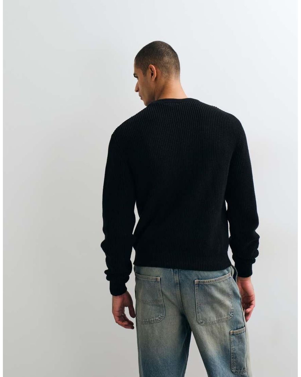 Weekday Blue Oversized Jumper With Wolf Graphic for men