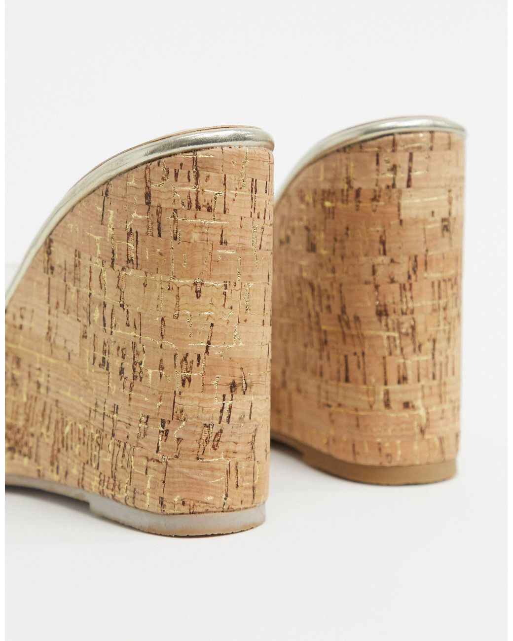 clear strap cork wedges