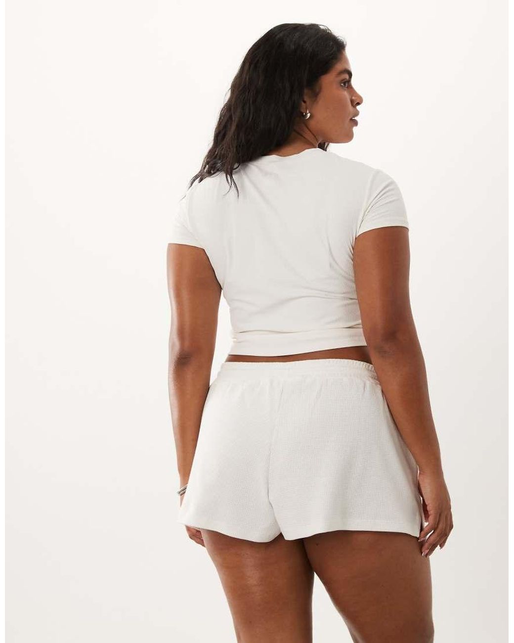 4505 Curve Lichte Katoenen Wafelshort Met Trekkoord in het Brown