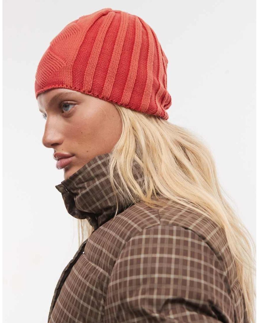 Collusion Red Cable Knit Beanie