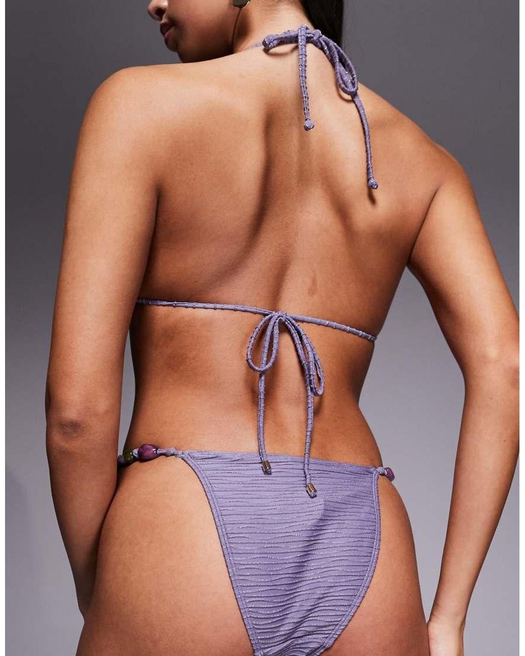 South Beach Purple Bikini Bottom With Bead Detail