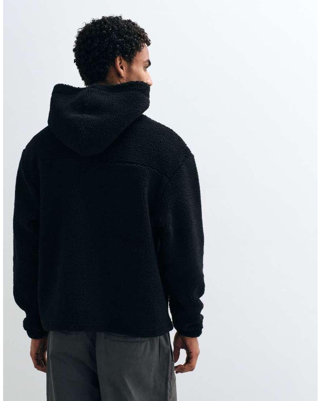 ASOS Blue Relaxed Borg Hoodie for men