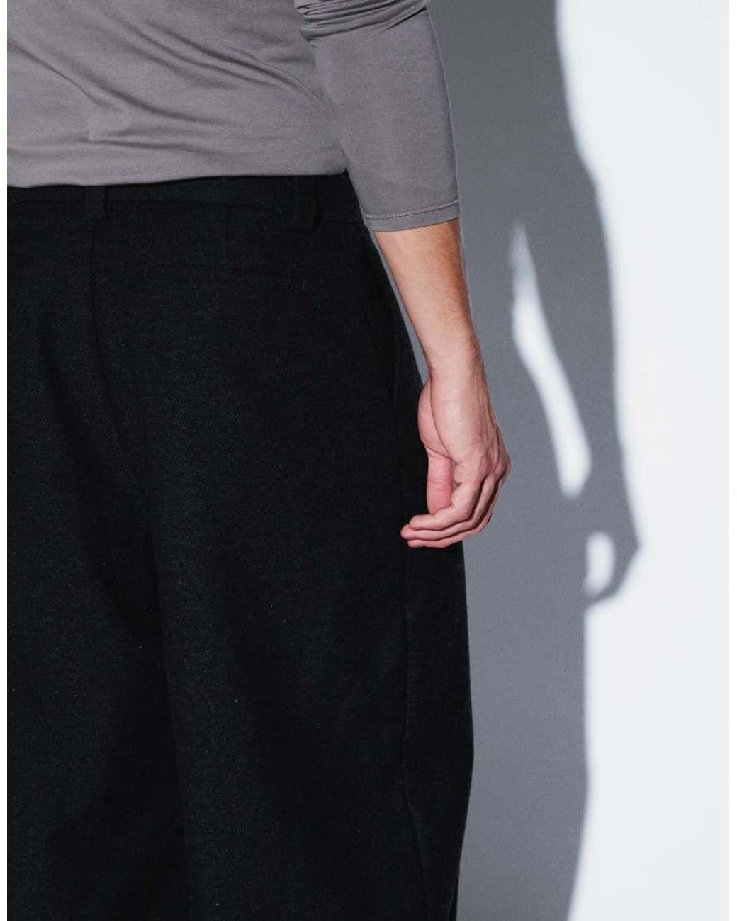 ASOS Blue Tailored Barrel Leg Trousers With Wool for men