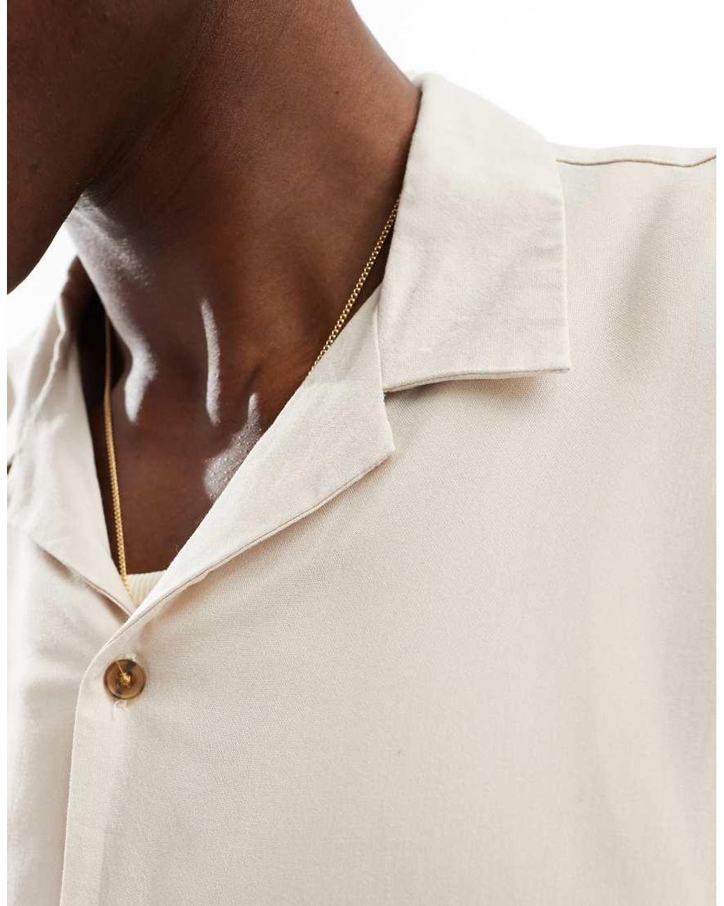 Jack & Jones Natural Revere Collar Short Sleeve Shirt for men
