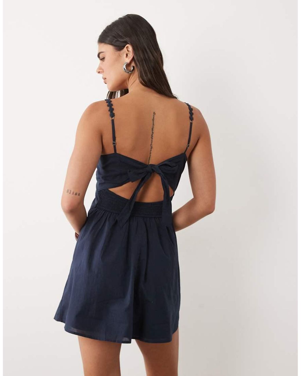 Hollister Blue V Neck Button Through Mini Dress