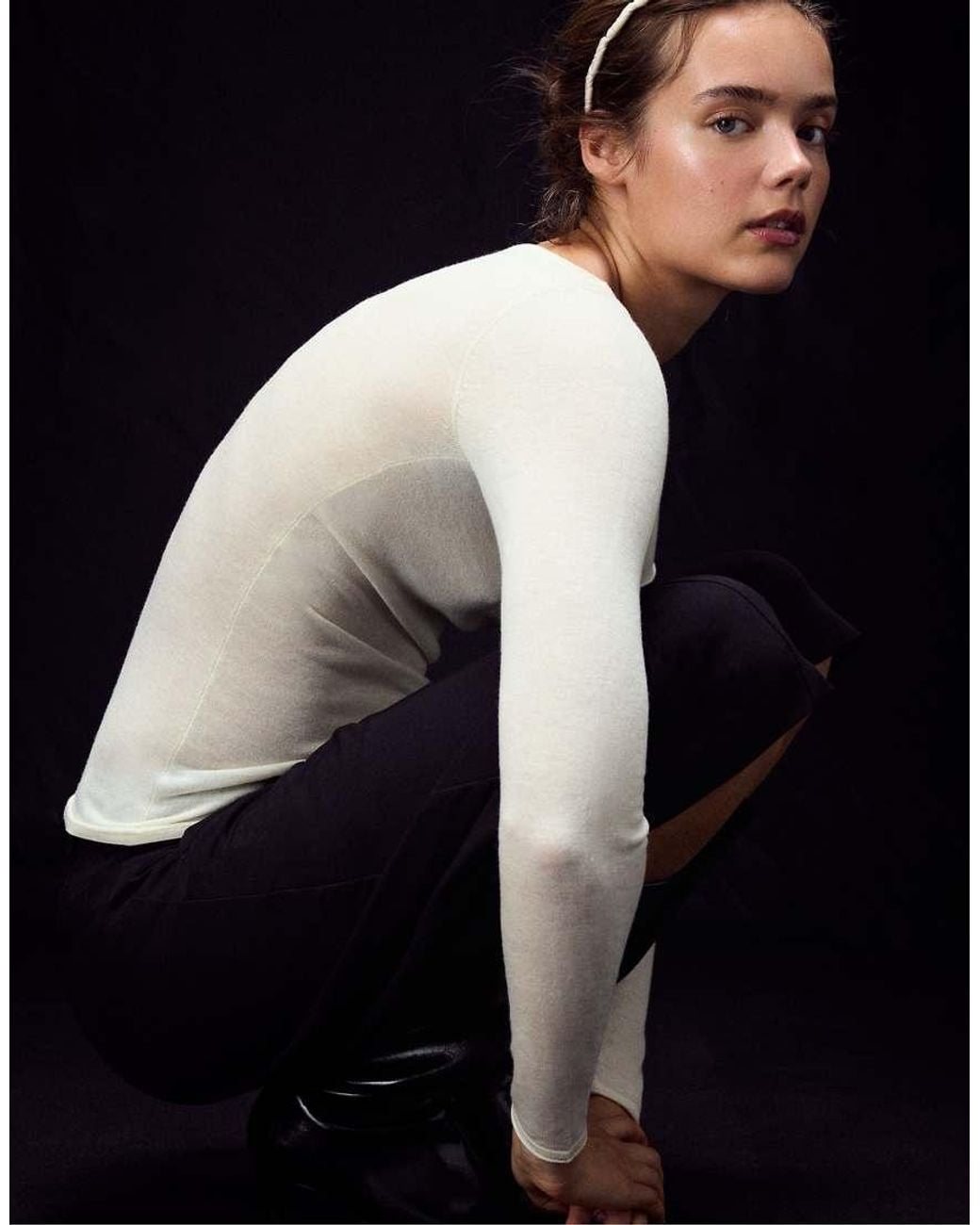 Stradivarius Blue Wool And Silk Boat-neck Sweater