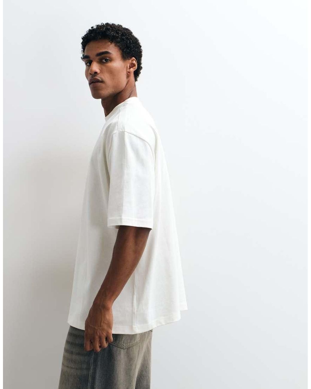 Adidas Originals White Oversized Central Small Logo T-shirt for men