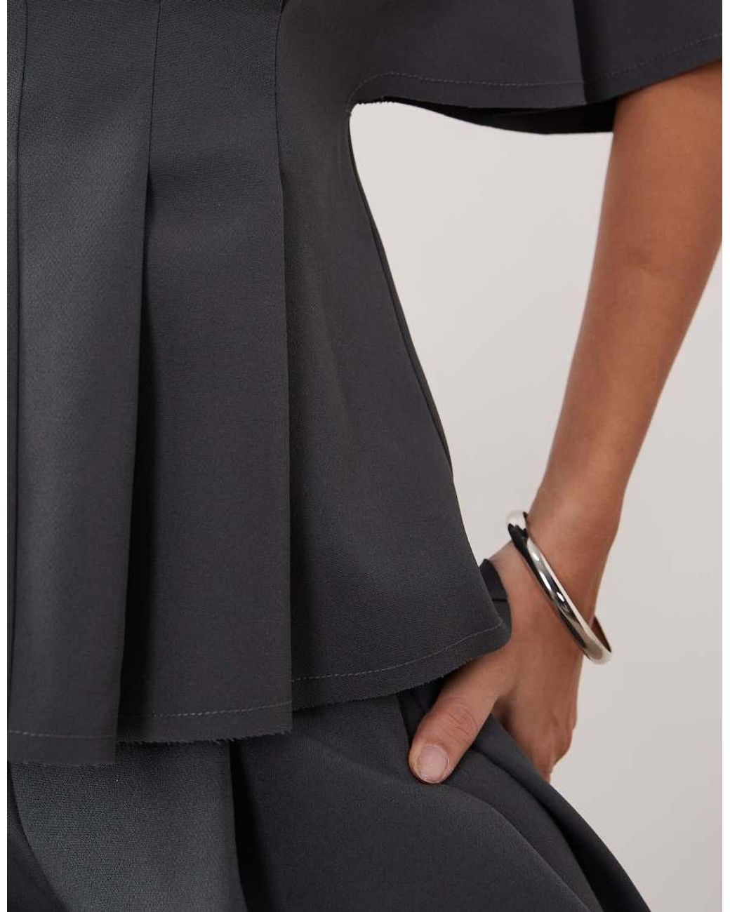 ARRANGE Gray Pleat Waist Short Sleeve Top Co-Ord