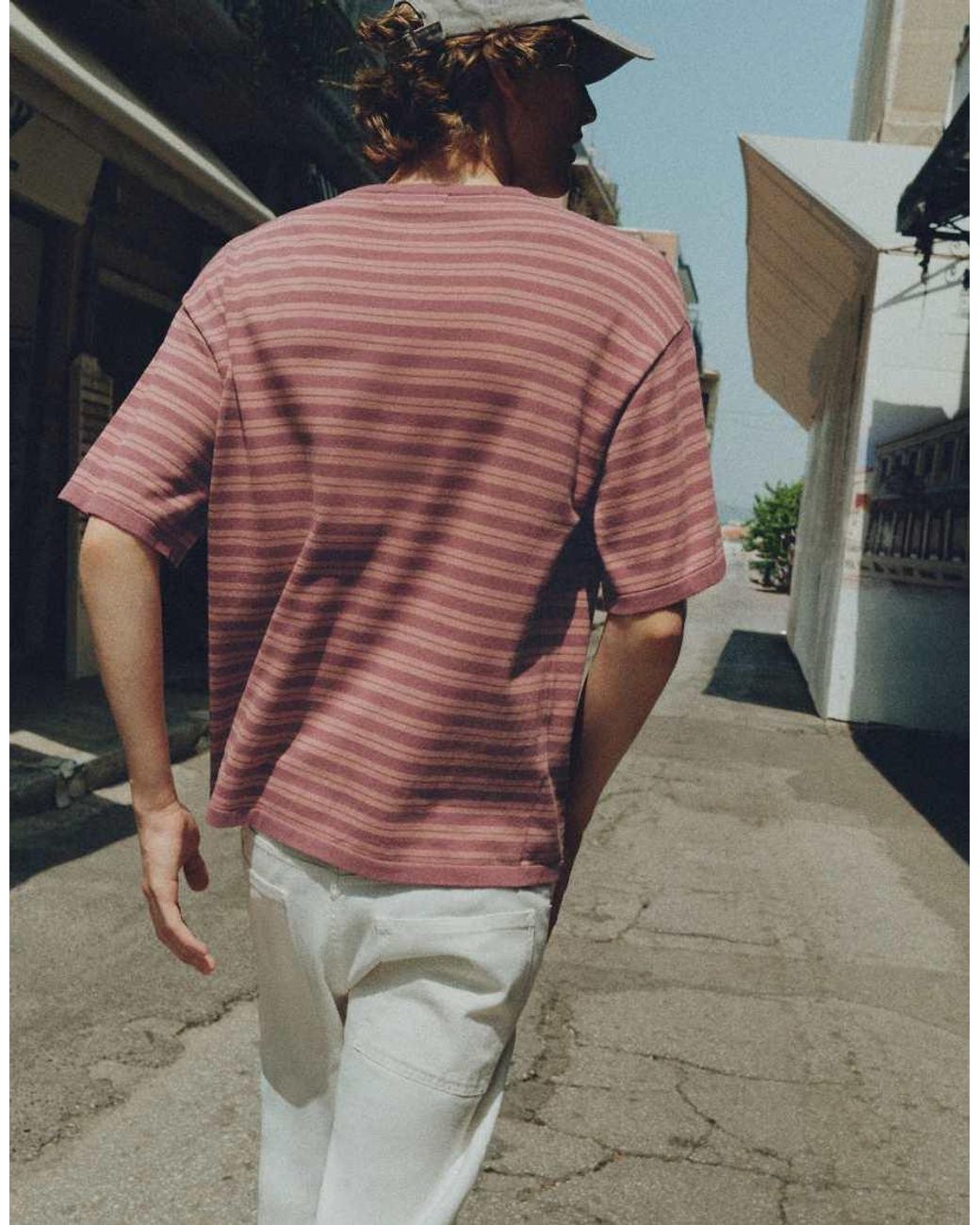 Pull&Bear Purple Striped Knit T-Shirt for men