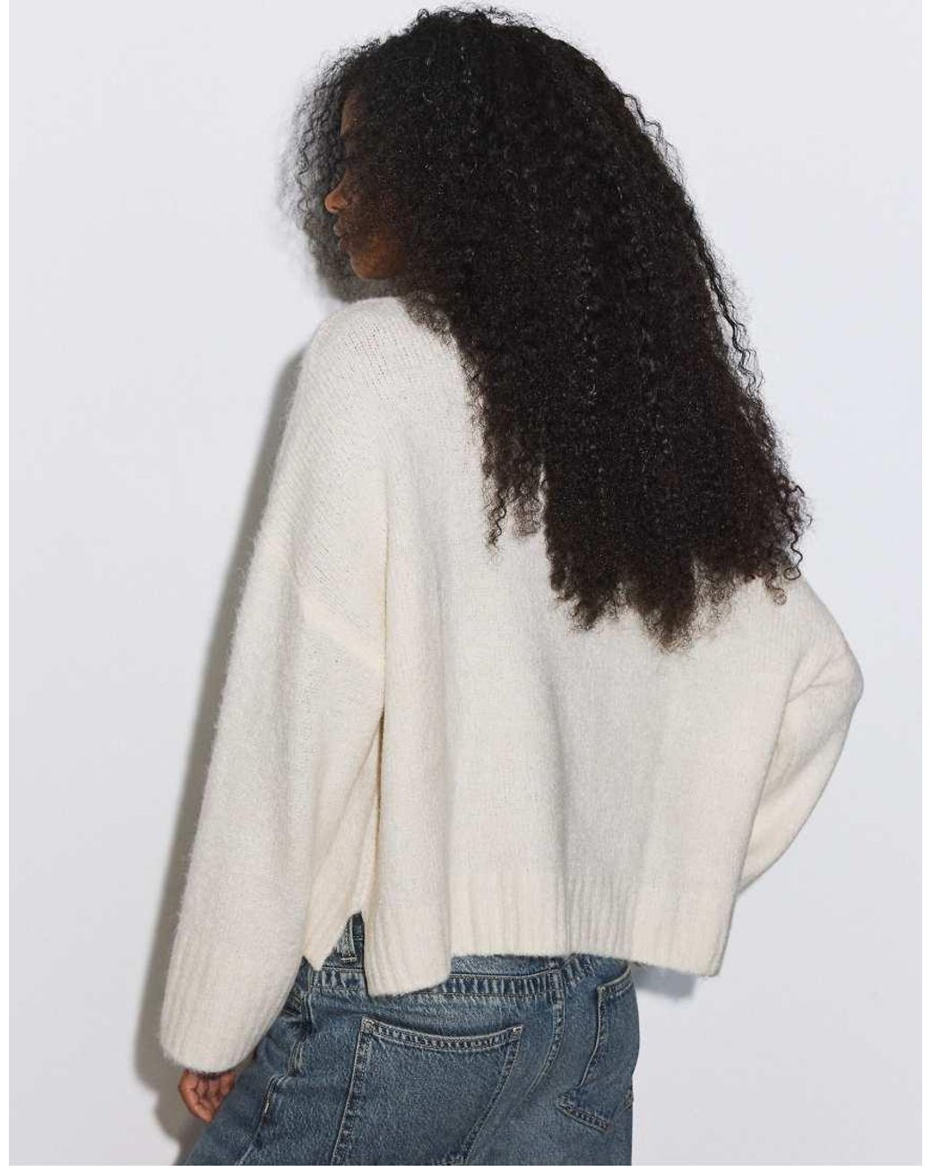 Stradivarius Blue V-Neck Knit Sweater