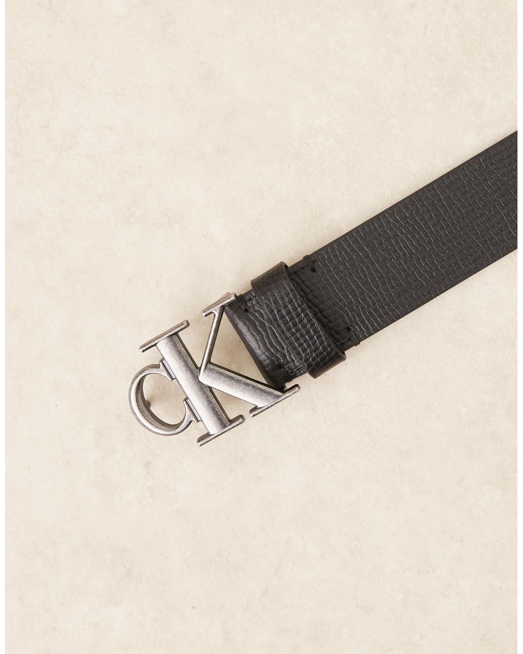 Calvin Klein Blue Real Leather Belt With Silver Buckle for men