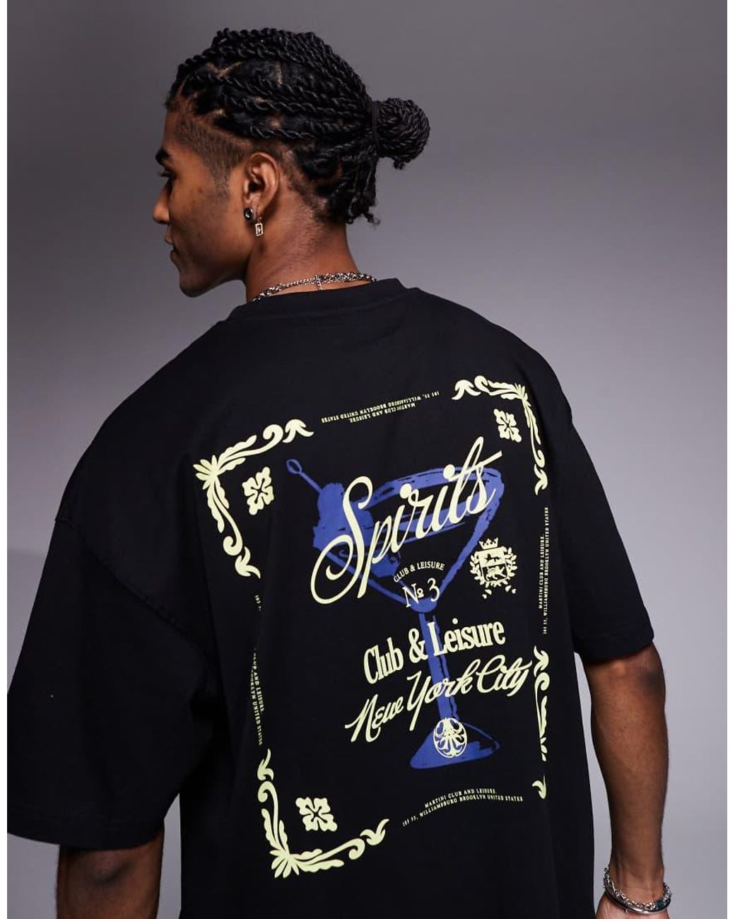 ASOS Black Oversized T-shirt With Martini Graphic for men