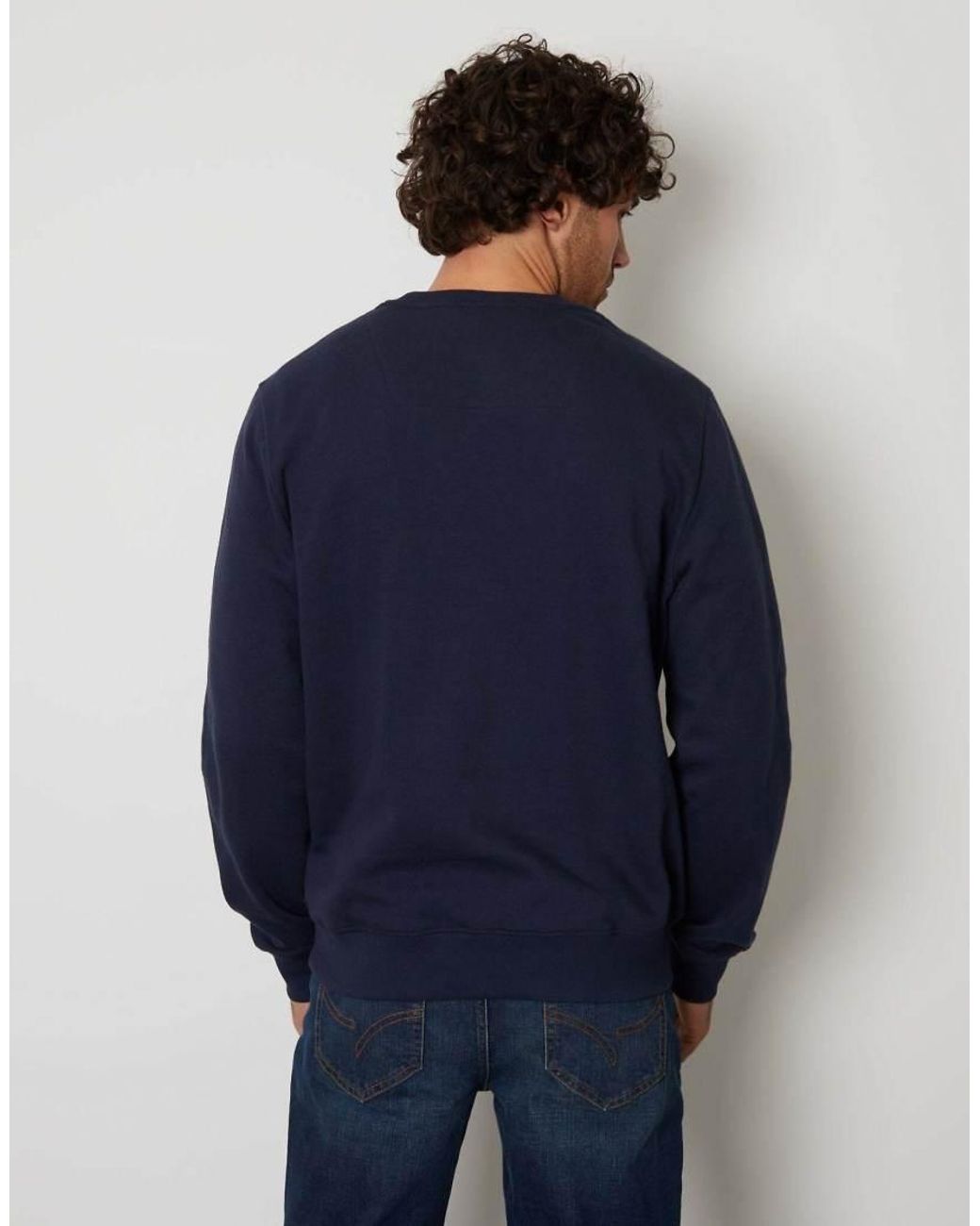 Threadbare Blue Cotton Blend Crew Neck Sweatshirt for men