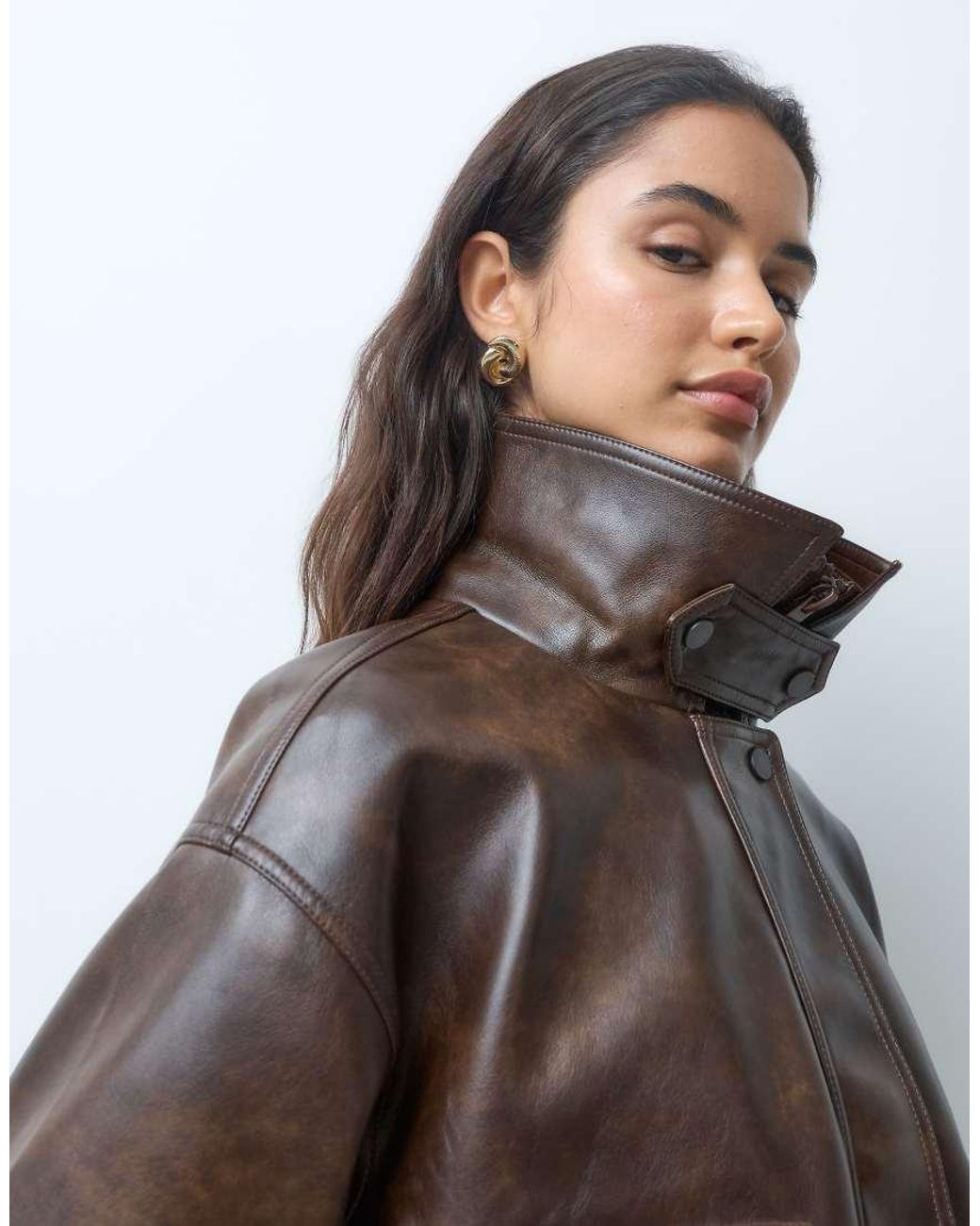 Abercrombie & Fitch Brown Funnel Neck Bomber Jacket