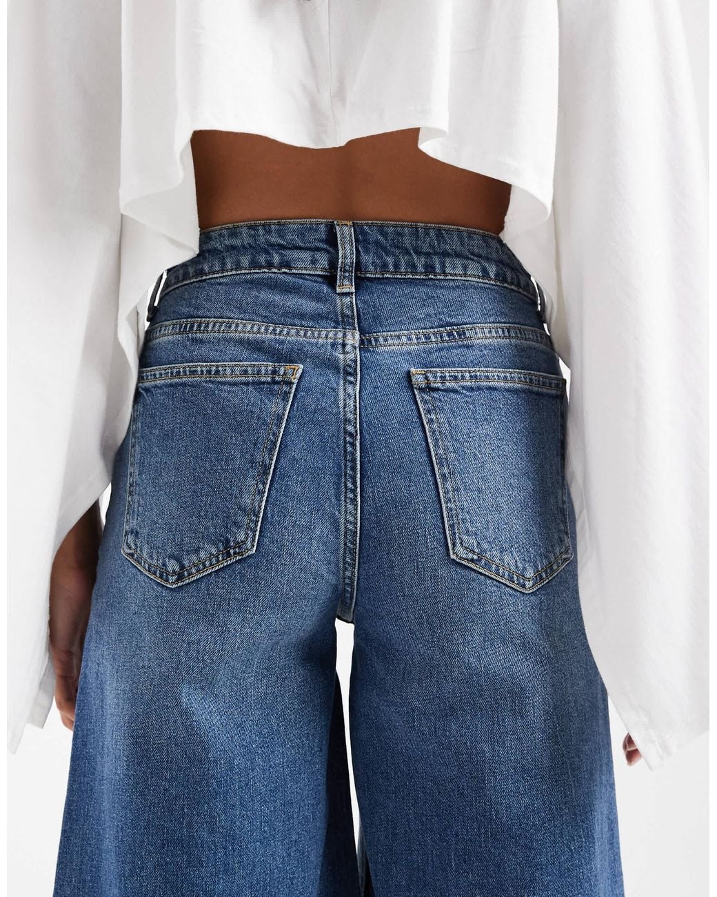 ASOS Culotte Crop Jeans in Blue | Lyst