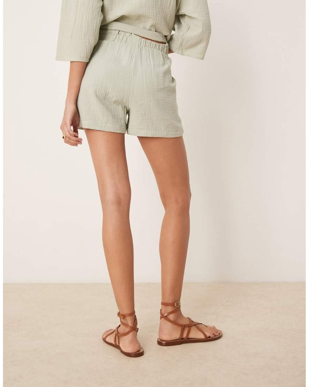 Jdy Natural Cheesecloth Shorts Co-Ord