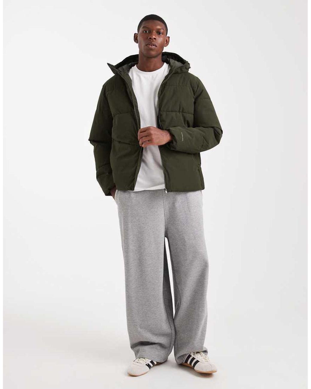 Jack & Jones Green Hooded Puffer Jacket for men