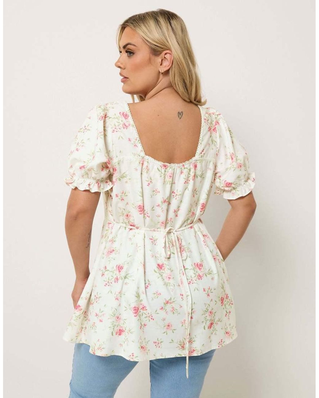 Yours Clothing White Floral Milkmaid Blouse