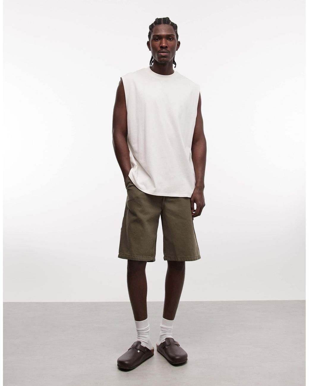 ASOS White Oversized Tank With Palm Print for men