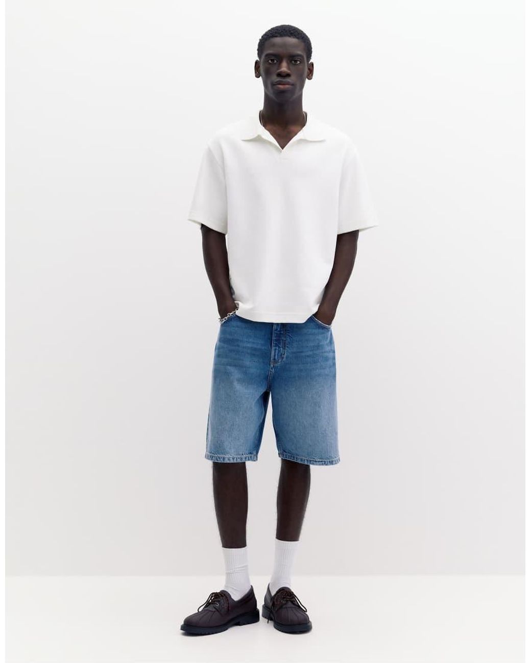 Polo A Maniche Corte di Pull&Bear in White da Uomo