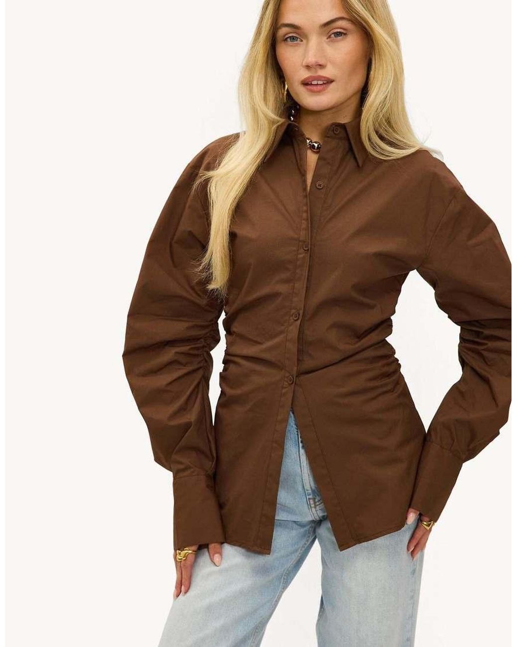 Loavies Brown Magical Autumn Button Blouse