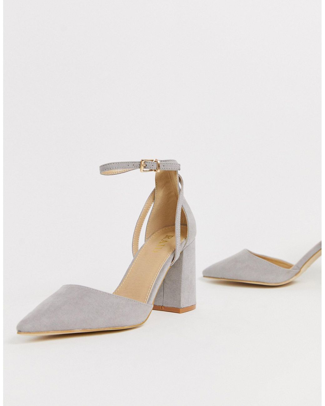 Raid katy grey hot sale block heeled shoes