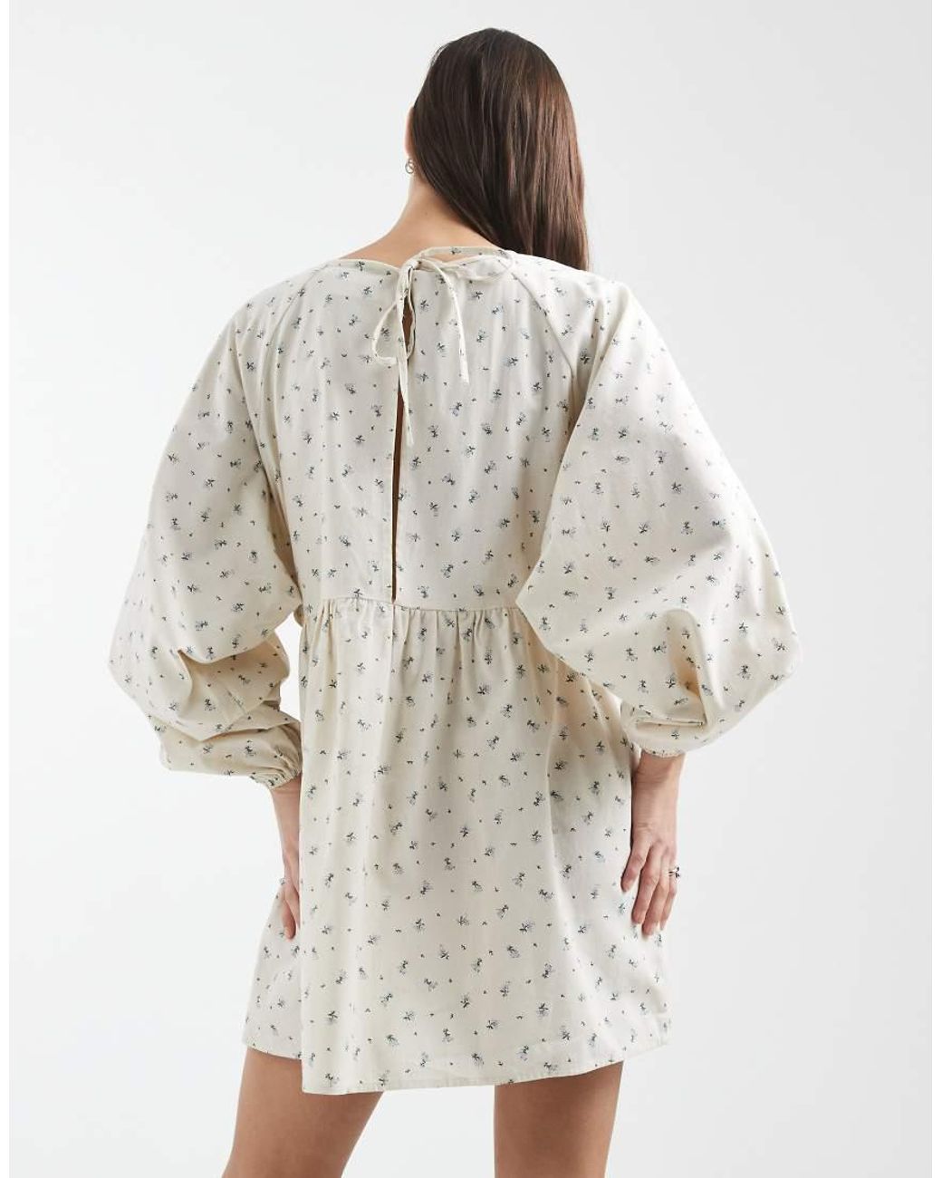 Daisy Street White Long Sleeve Smock Mini Dress