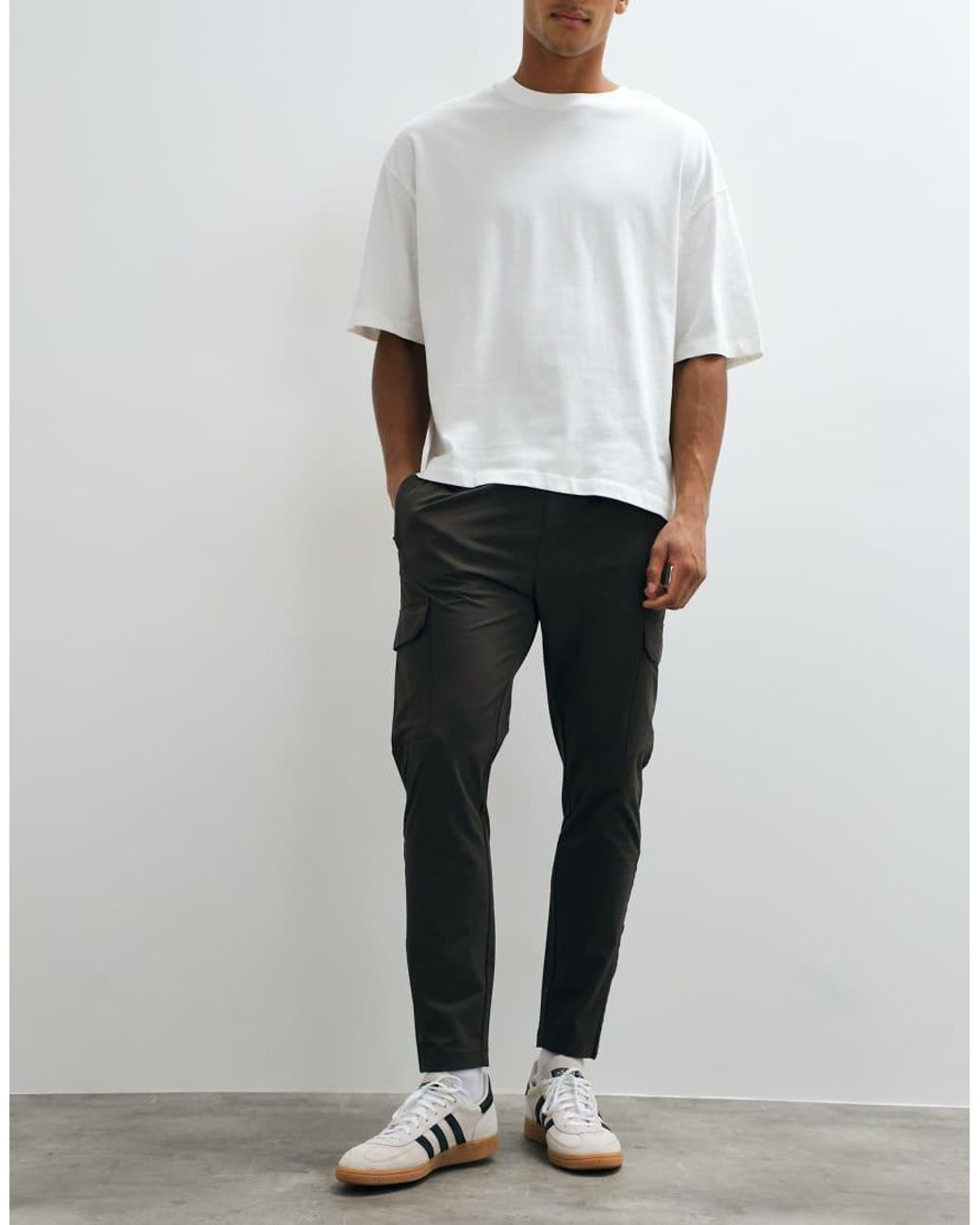 Brave Soul White Ripstop Cargo Trousers With Elasticated Waist for men