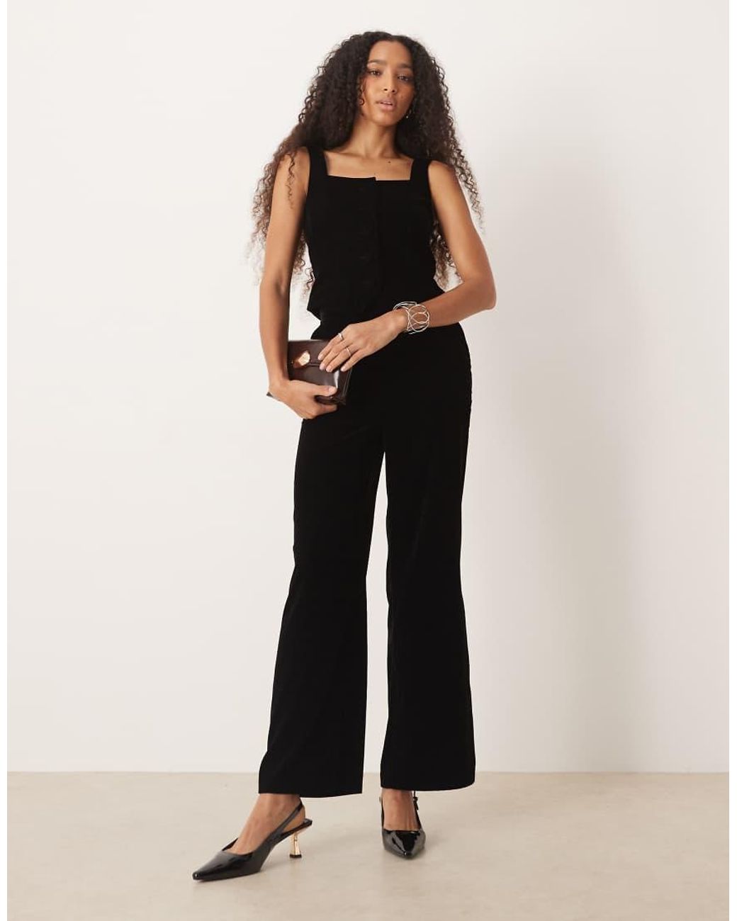 Nobody's Child Black Square Neck Velvet Waistcoat