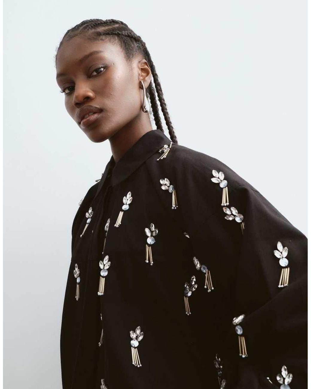 ARRANGE Black Oversized Embellished Shirt Co-ord