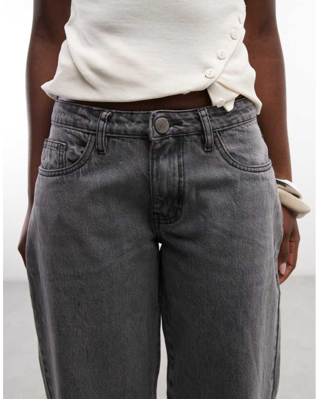 Daisy Street Gray Low Rise Boyfriend Jeans