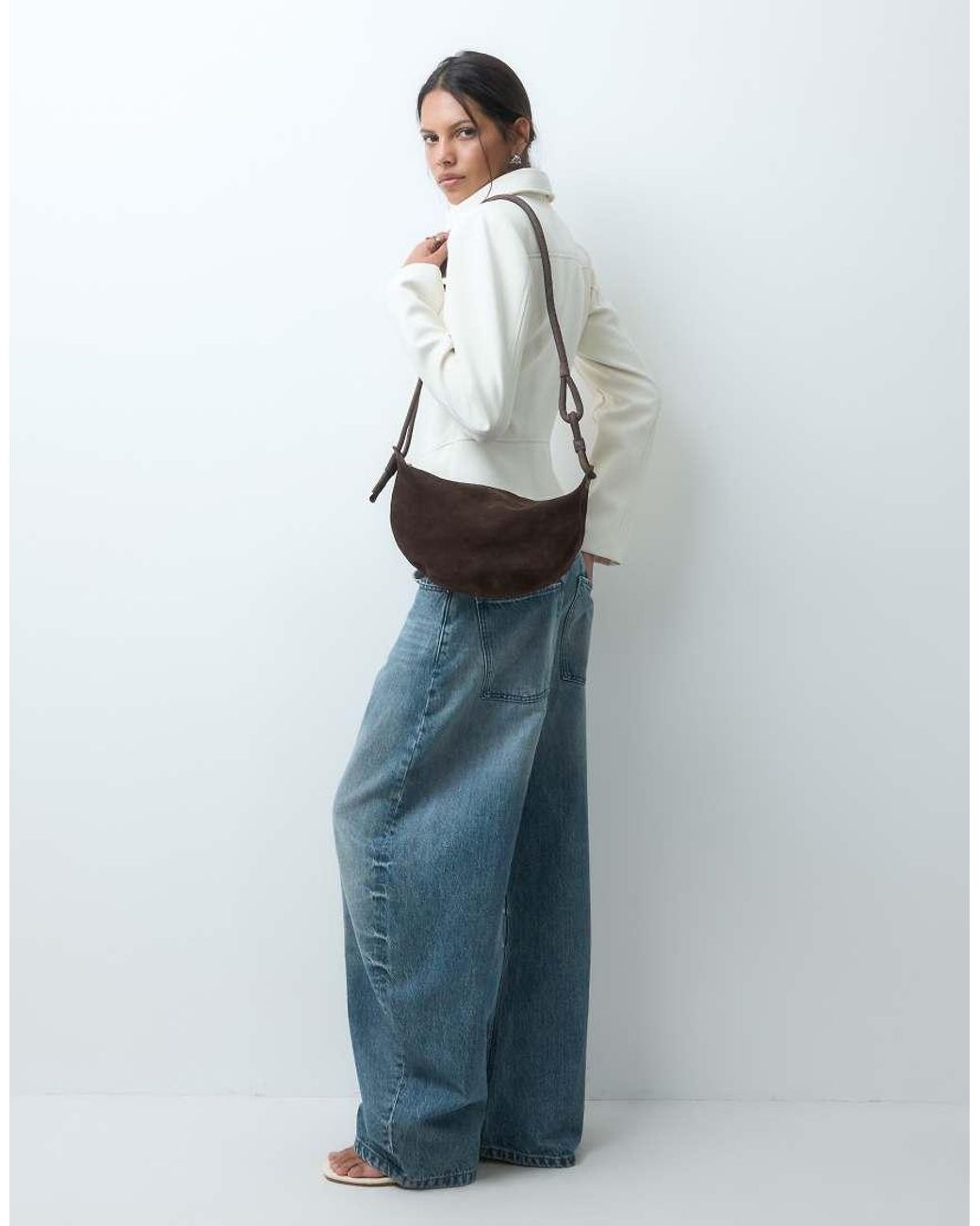 ASOS White Suede Sling Crossbody Bag