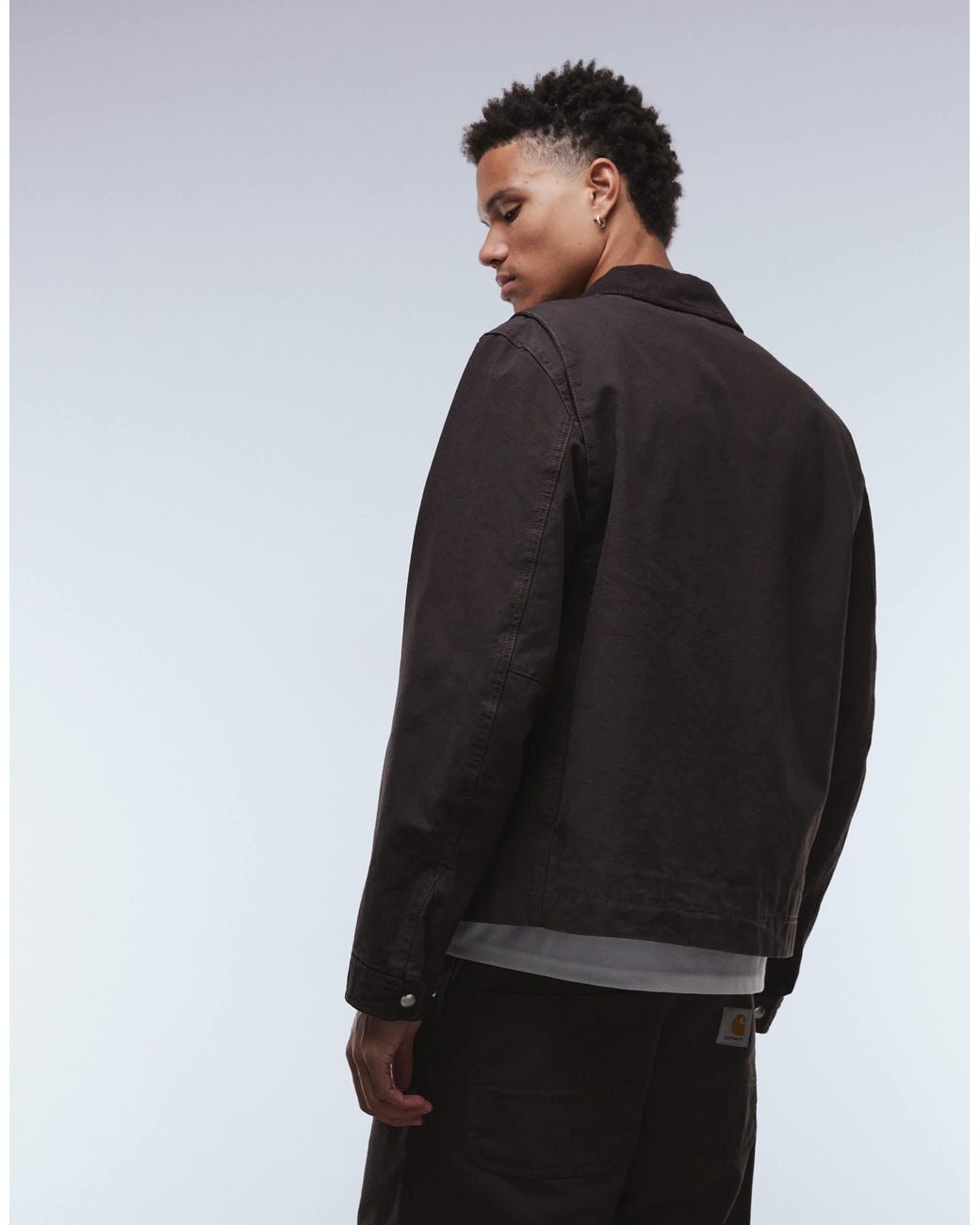 ARKET Black Canvas Zip Front Workwear Jacket for men