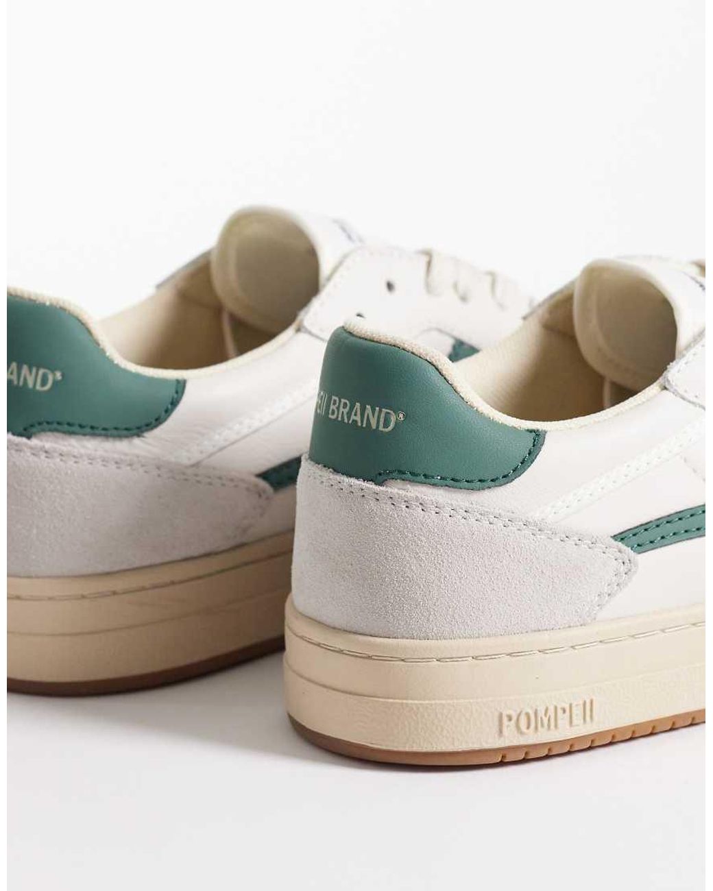 Pompeii UK White Pompeii Pippa Leather Lace Up Trainers for men