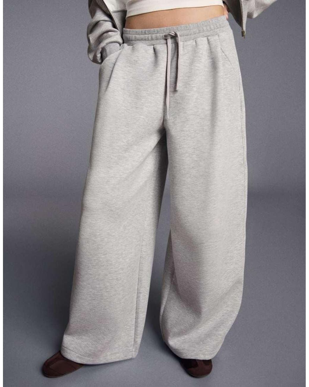 Bershka Blue Modal Barrel Trousers