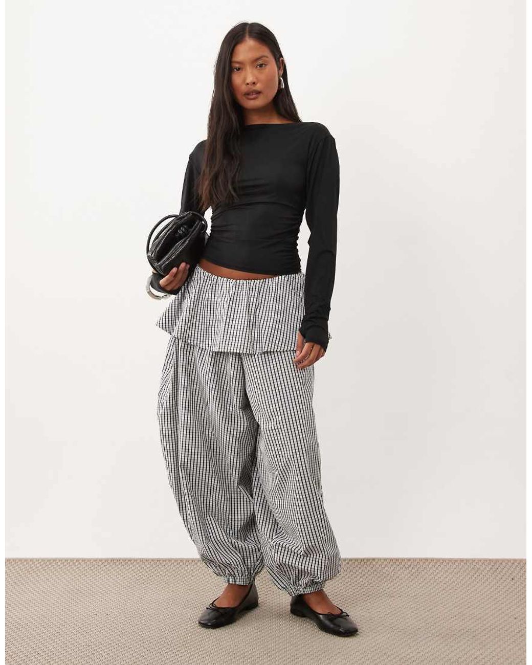 ASOS Gray Asos Design Petite Balloon Pants With Skirt Overlay Detail